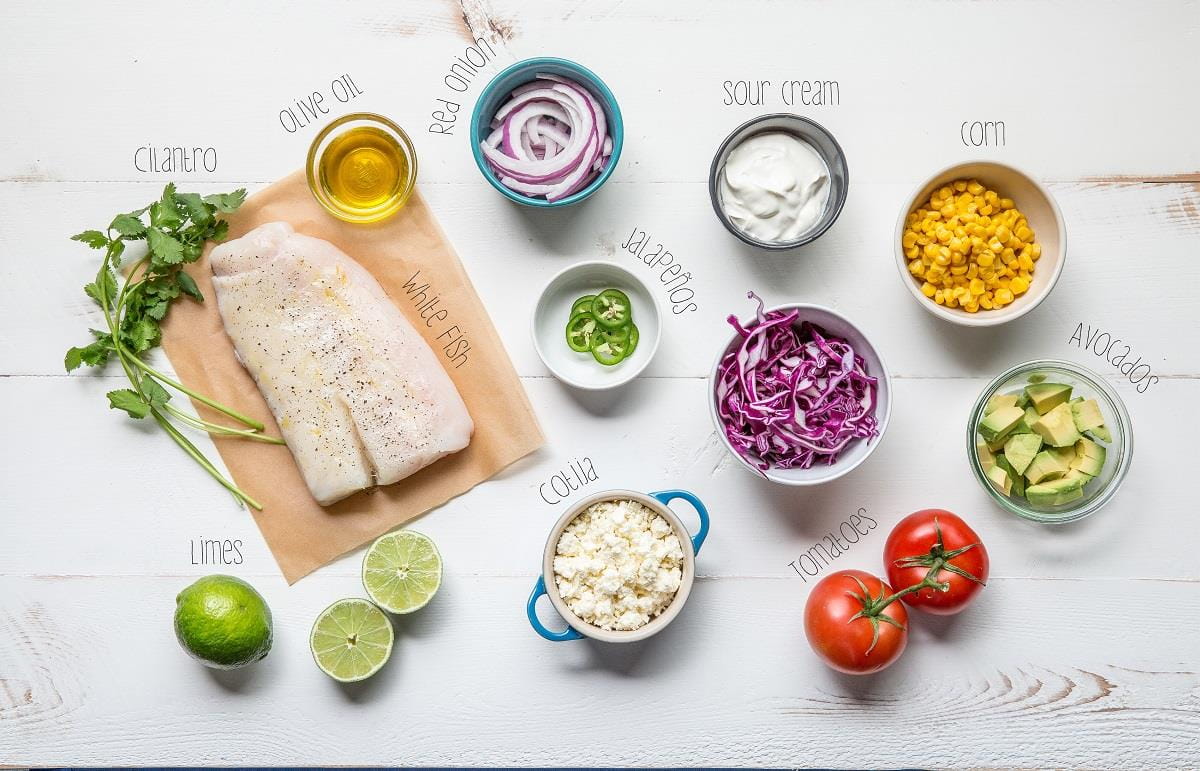 Ingredients for fish tacos